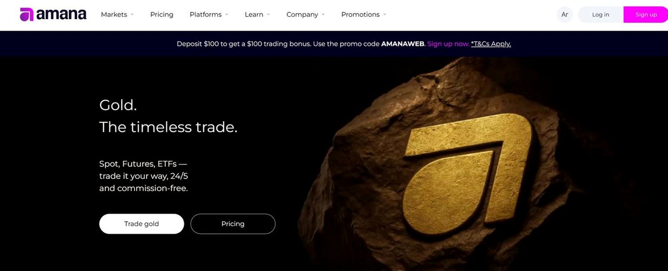 Screenshot of the Amana Capital website