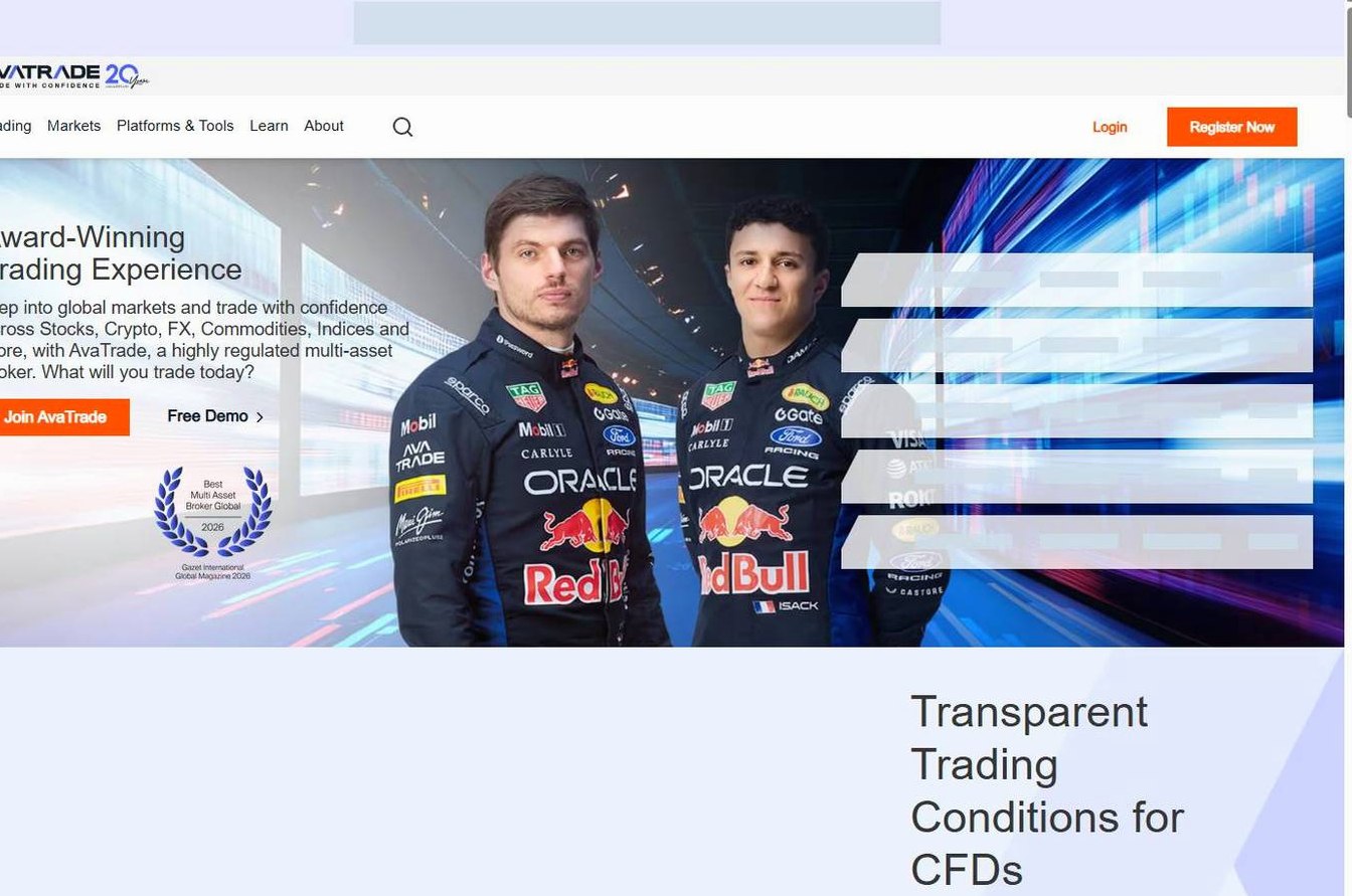 Screenshot of the AvaTrade website