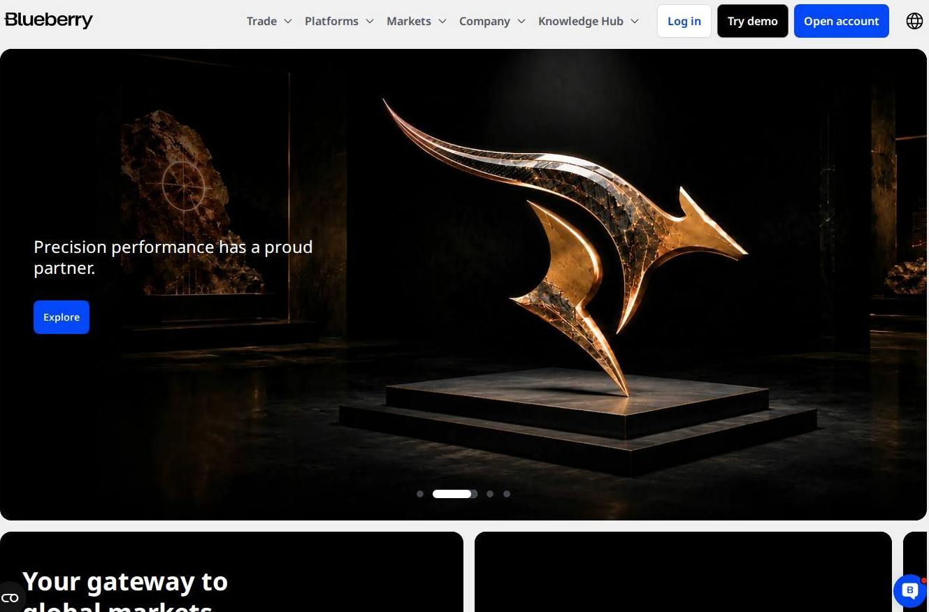Screenshot of the Blueberry Markets website