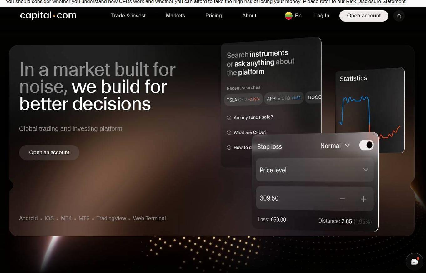 Screenshot of the Capital.com website