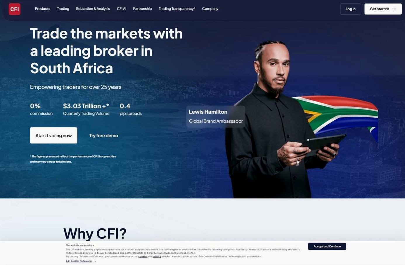 Screenshot of the CFI website