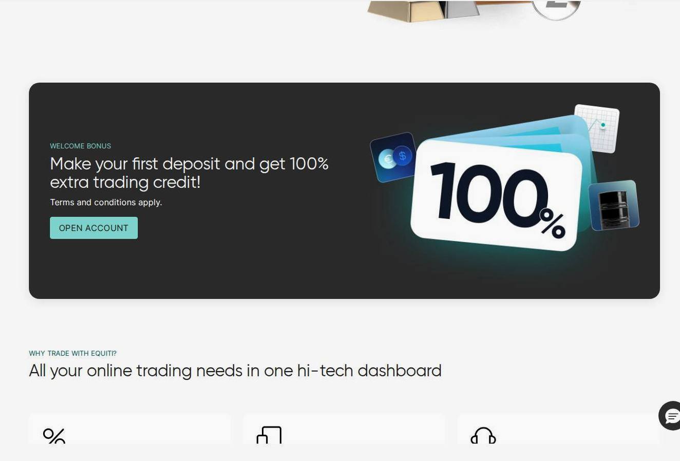 Screenshot of the Equiti website