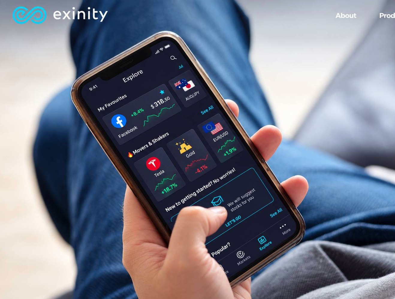 Screenshot of the Exinity website