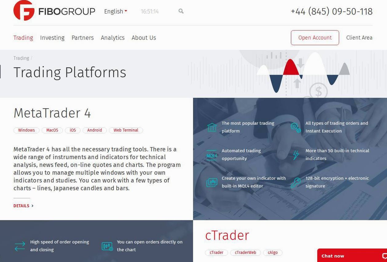 The platform page on the FIBO Group website