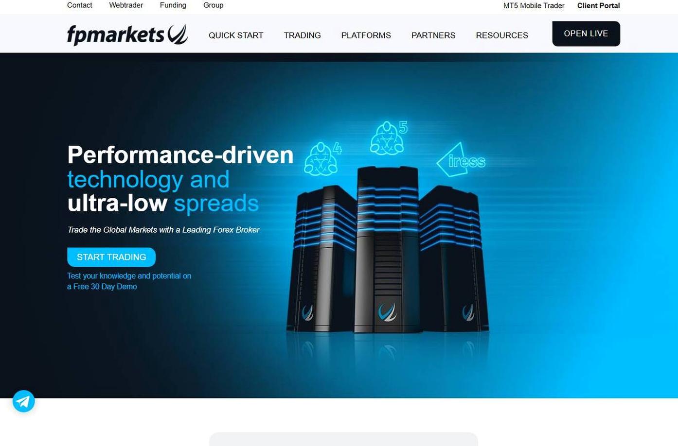 Screenshot of the FP Markets website