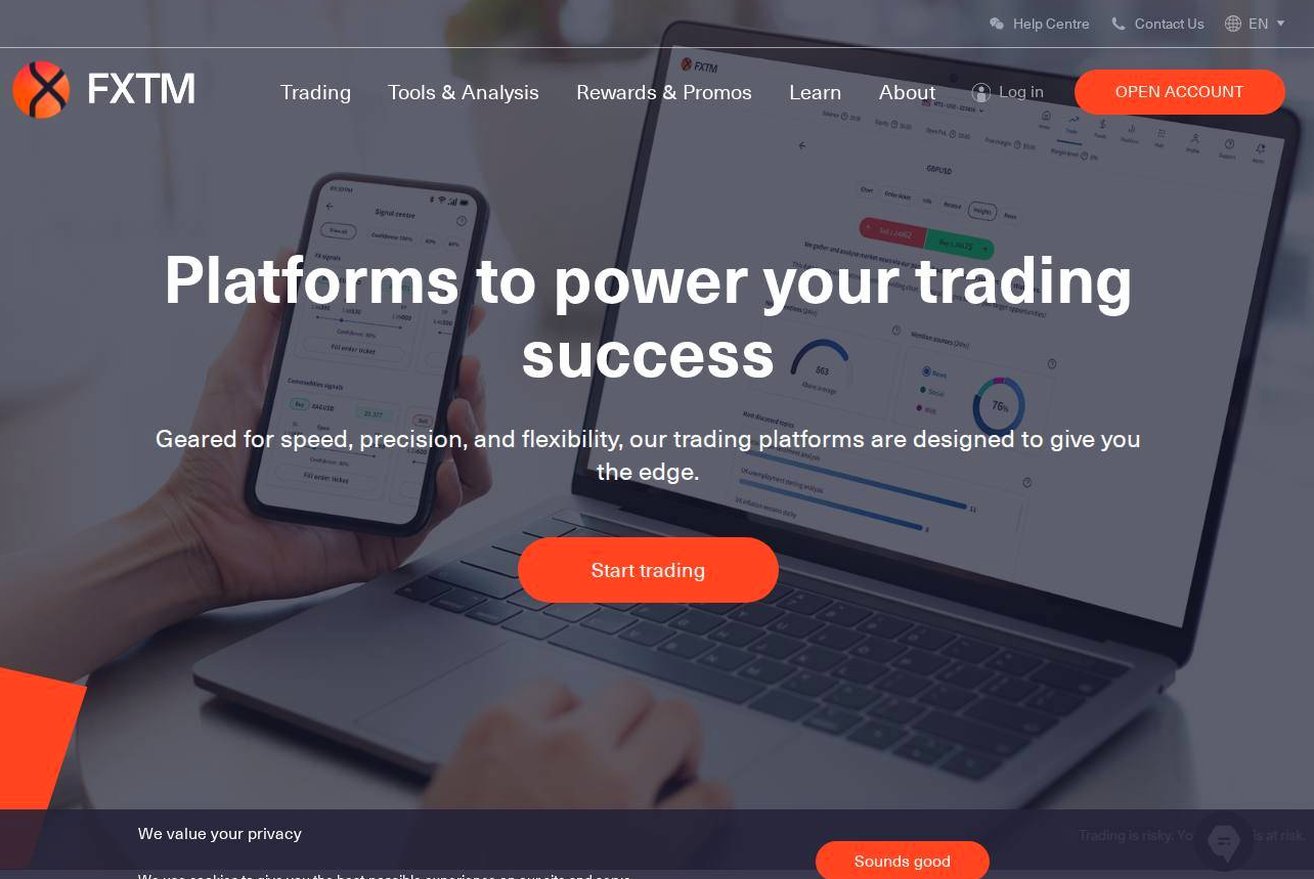 The platform page on the FXTM website