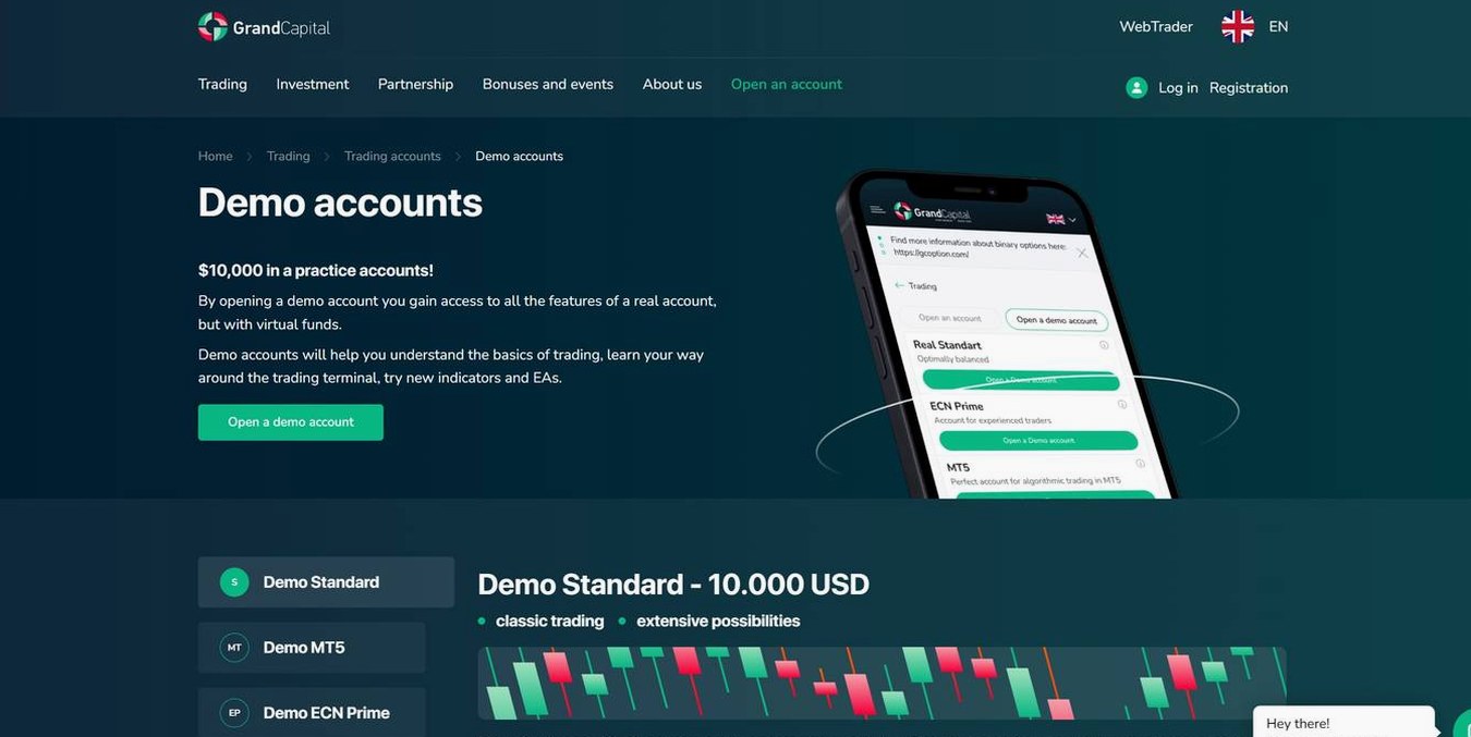 Screenshot of the Grand Capital website