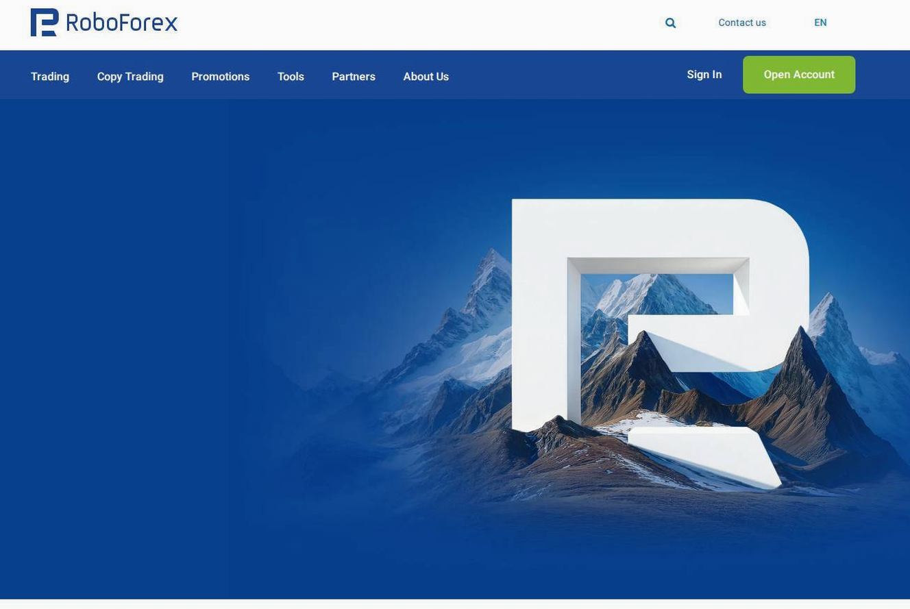 Screenshot of the RoboForex website