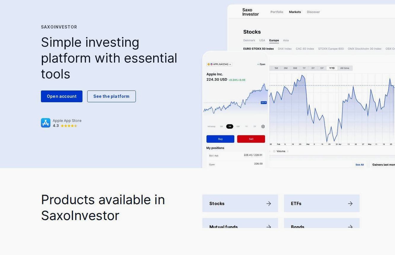 The platform page on the Saxo Bank website