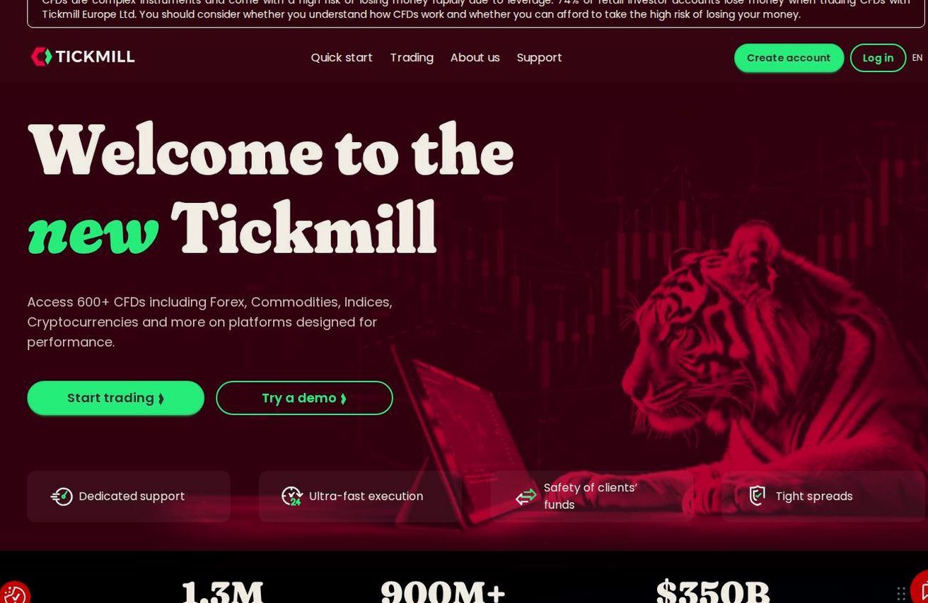 The platform page on the Tickmill website
