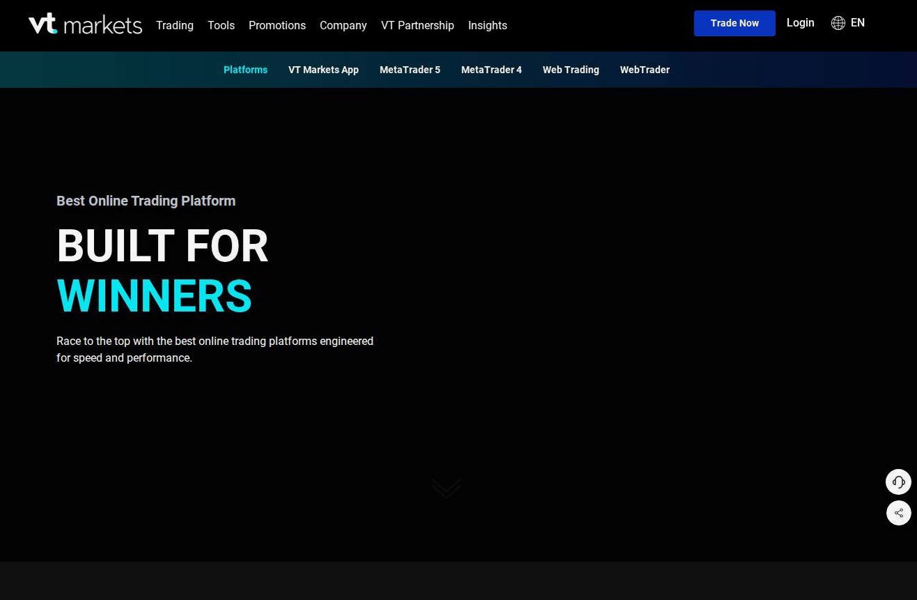 The platform page on the VT Markets website