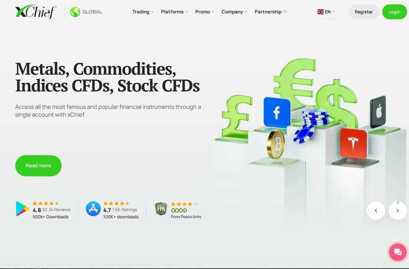 Screenshot of the XChief website